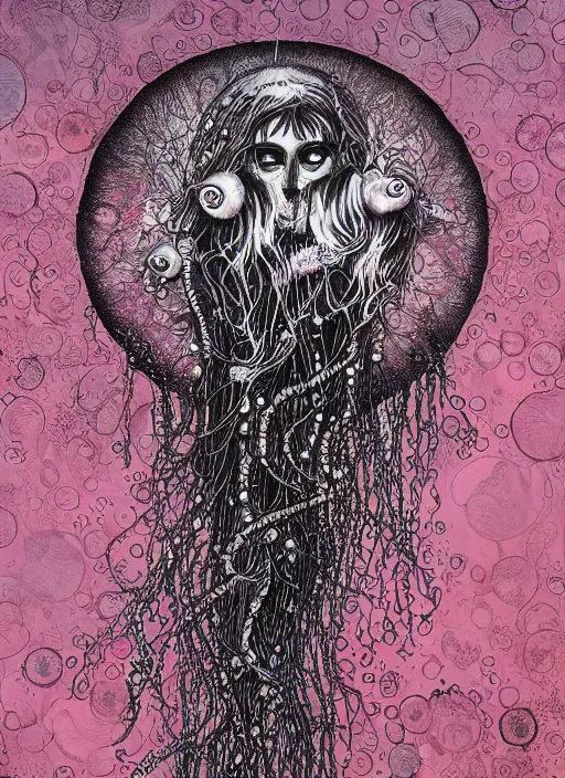 Prompt: Jellyfish goddess painting by Dan Hillier, trending on artstation, artstationHD, artstationHQ, 4k, 8k