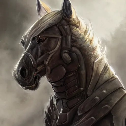 Image similar to an enormously muscular anthro horse sentinel in a research facility wearing a skintight body armor, long white mane, equine, anthro art, furaffinity, highly detailed, digital painting, artstation, concept art, illustration, art by artgerm, greg rutkowski, ruan jia