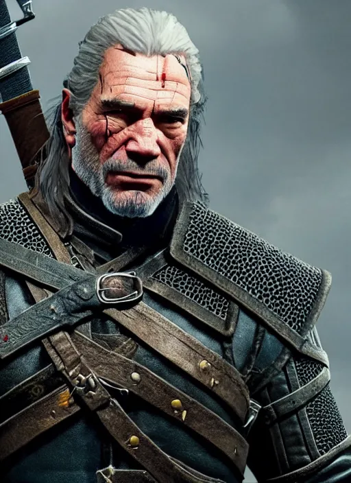 Image similar to Tommy Lee Jones in The Witcher 3, gameplay, 8k, HD