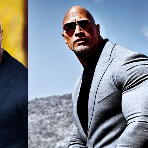 Prompt: Dwayne Johnson and a rock