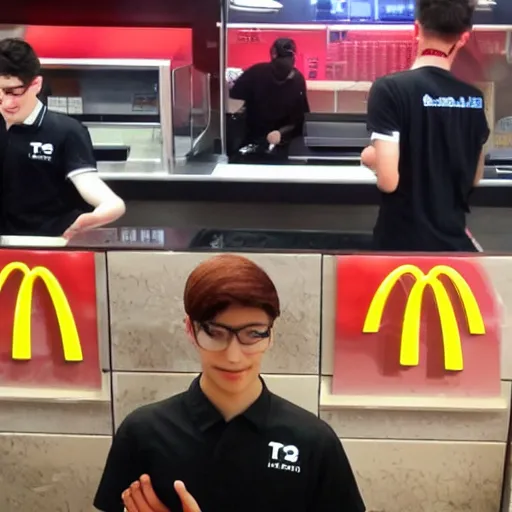 Prompt: t 1 faker working at mcdonalds