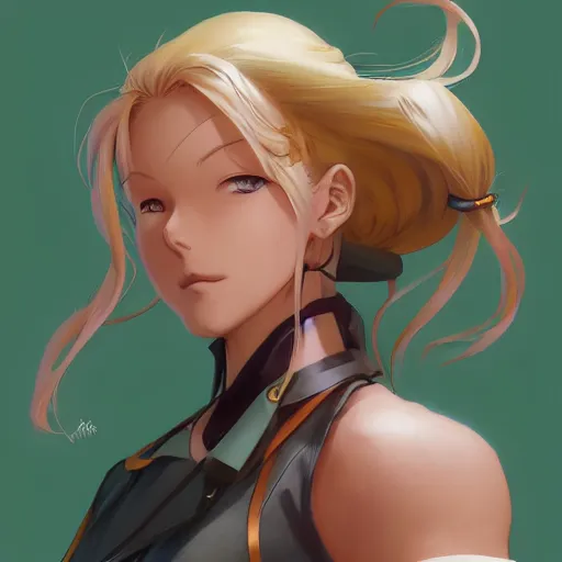 Image similar to An anime portrait of Cammy White from street fighter, by Stanley Artgerm Lau, WLOP, Rossdraws, James Jean, Andrei Riabovitchev, Marc Simonetti, and Sakimichan, tranding on artstation, SFW version