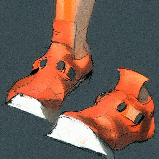 Image similar to colored climbing shoes, by Craig mullins, Steve Purcell, Ralph McQuarrie. Design. Fashion. Trending on artstation. Centered image, no background