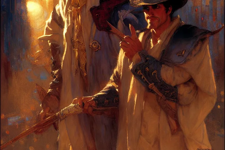 Image similar to male wizard, painting by gaston bussiere, craig mullins, j. c. leyendecker, tom of finland