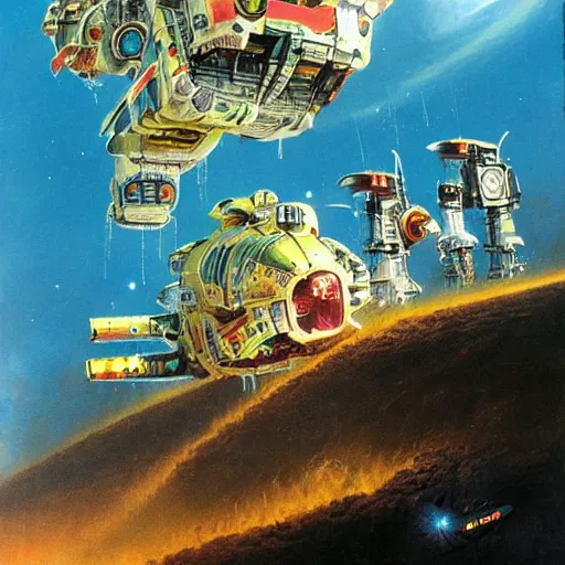 Image similar to a spectacular chris foss painting, detailed, epic