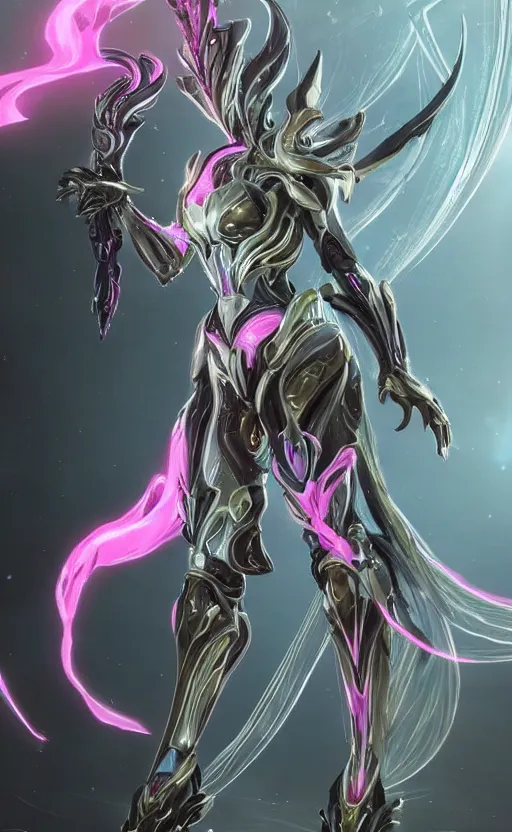 Image similar to extremely detailed goddess shot, front shot, low shot, of a beautiful saryn warframe, that's a giant beautiful stunning anthropomorphic robot female dragon with metal cat ears, standing elegantly on a mountain, detailed sharp robot dragon claws, robot dragon feet, streamlined pink armor, thick smooth warframe thighs, long elegant tail, detailed warframe fanart, destiny fanart, high quality digital art, giantess art, furry art, 3D realistic, warframe art, Destiny art, furaffinity, DeviantArt, artstation, 8k HD, octane render