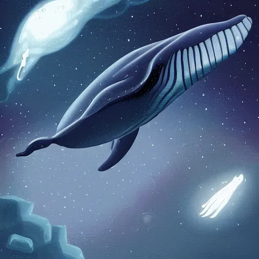 Image similar to a whale wistfully watching a spaceship fly away, sci-fi digital art illustration,