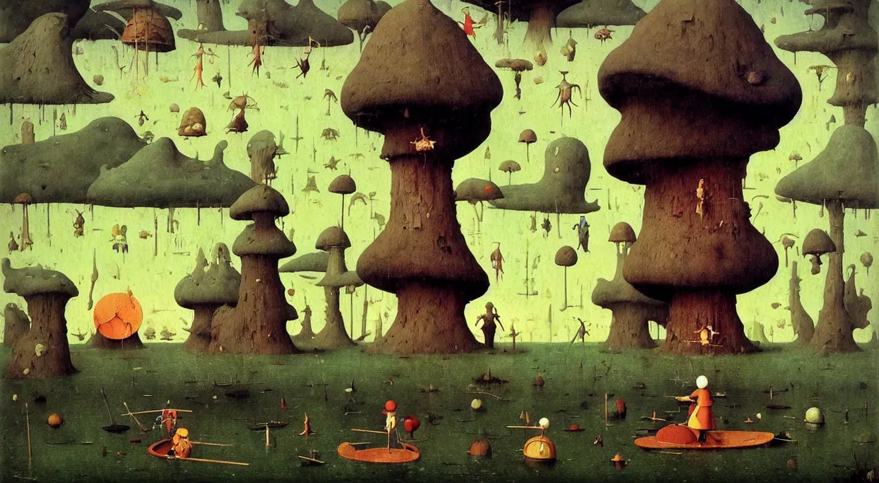 Image similar to single flooded simple!! toadstool tower anatomy, very coherent and colorful high contrast masterpiece by norman rockwell franz sedlacek hieronymus bosch dean ellis simon stalenhag rene magritte gediminas pranckevicius, dark shadows, sunny day, hard lighting