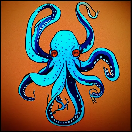 Image similar to “painted octopus fox, dotart, album art in the style of James Jean”