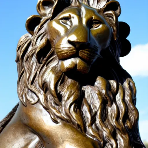 Image similar to bronze sculpture of a lion standing on a rock