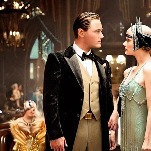 Prompt: still of batman and robin in the great gatsby ( 2 0 1 3 )