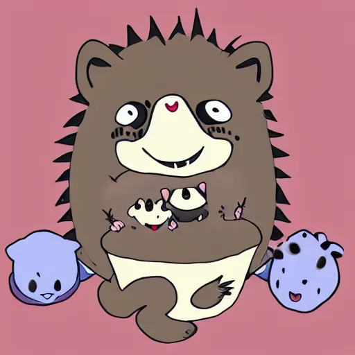 Prompt: baby hedgehogs in the style of cute anime, adorable, cute, art station