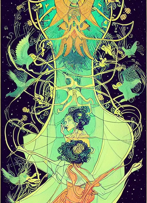 Prompt: beautiful tarot illustration of death, in the style of james jean and victo ngai, mystical colors, trending on artstation