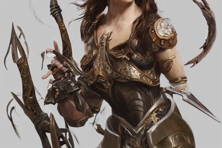 Image similar to a professional painting of Olivia Wilde clothed in military armor, olive skin, long dark hair, beautiful bone structure, symmetrical facial features, intricate, elegant, digital painting, concept art, smooth, sharp focus, illustration, from WarCraft by Ruan Jia and Mandy Jurgens and Artgerm and William-Adolphe Bouguerea