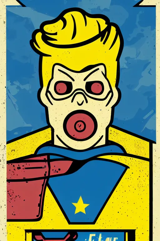 Image similar to fallout 7 6 retro futurist illustration art by butcher billy, sticker, colorful, illustration, highly detailed, simple, smooth and clean vector curves, no jagged lines, vector art, smooth andy warhol style