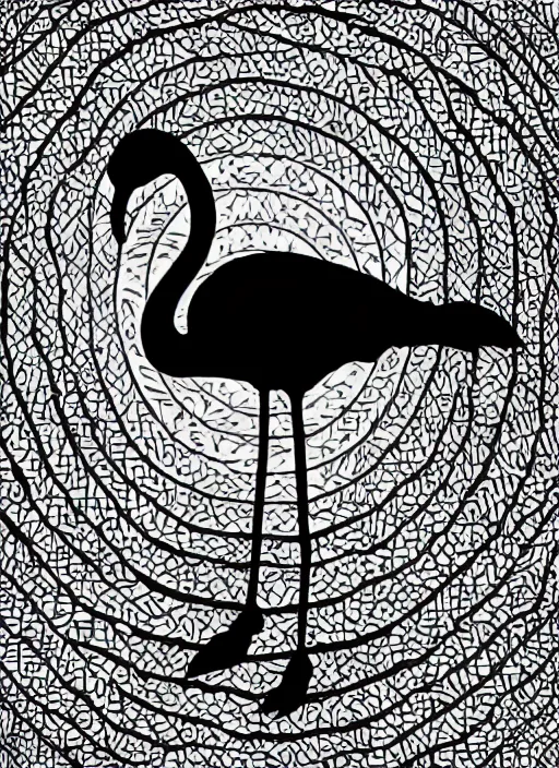 Image similar to silhouette of a flamingo, highly detailed, photorealistic, vector art, 8 k