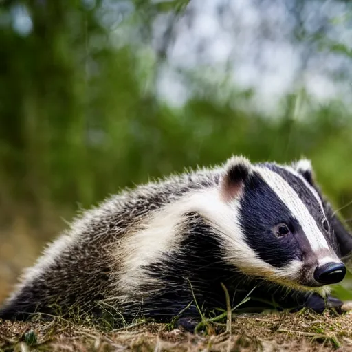 Prompt: patting a badger on the head, nature photo, 4K HDR photography, top rated on /r/aww