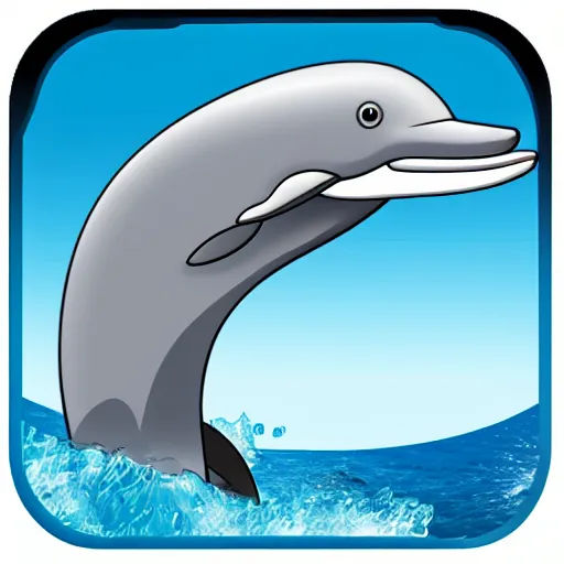 Image similar to An emote of a grey cartoon dolphin using a computer