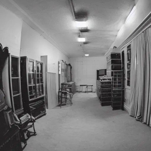 Prompt: detailed wide angle film photograph of the backrooms