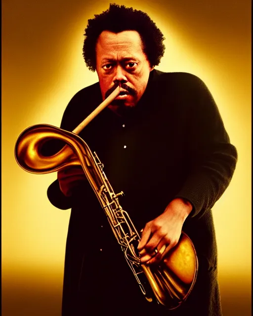 Image similar to disney pixar portrait 8 k photo of charles mingus on a smoky stage : : by weta, greg rutkowski, wlop, ilya kuvshinov, rossdraws, artgerm, annie leibovitz, rave, unreal engine, alphonse mucha : :