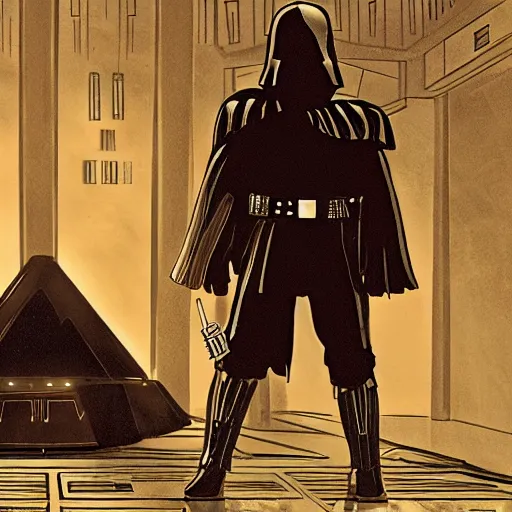 Prompt: Sebastian Stan as Luke Skywalker confronting Darth Vader in the Emperor's Throne Room in 'Return of the Jedi', highly detailed, trending on art station