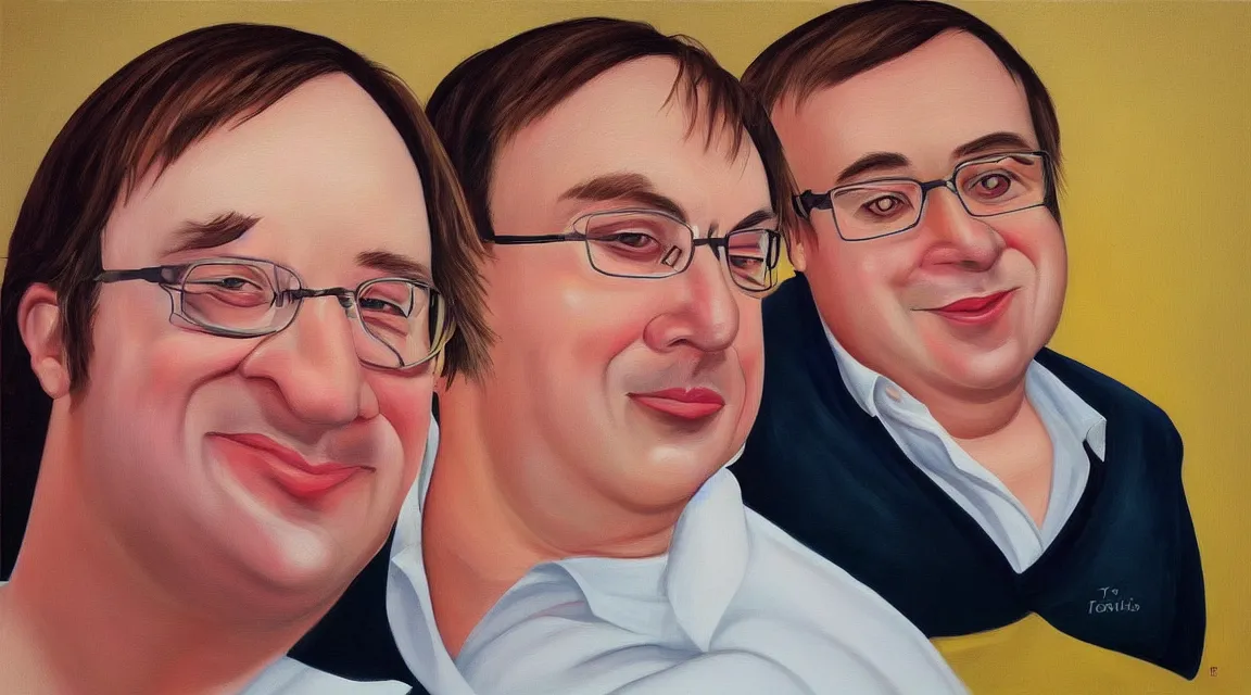 Prompt: selfie of Linus Torvalds painted by fernando botero, instagram selfie, facebook profile