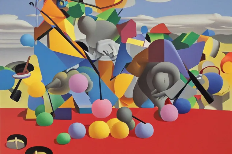 Prompt: 3 d shapes by kaws, james jean and salvador dali and shusei nagaoka, oil on canvas, surrealism, neoclassicism, renaissance, hyper realistic, cell shaded, 8 k