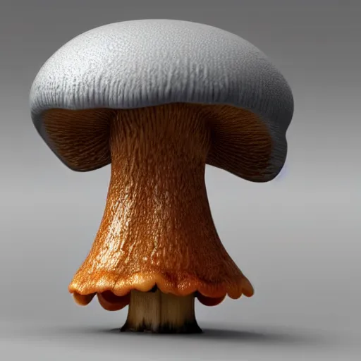 Image similar to cute mushroom character concept, 3d render, ortographic view