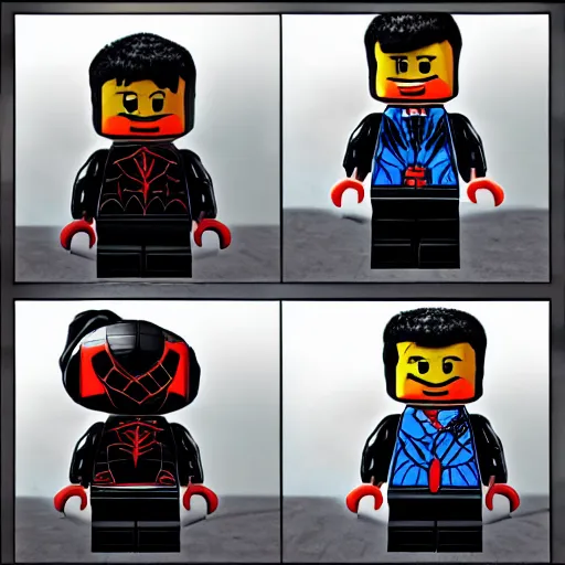 Image similar to miles morales as a lego man with frown,