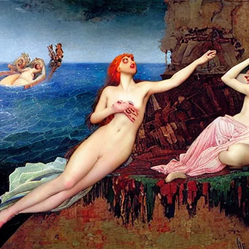 Image similar to lady gaga artpop act ii by gaston bussiere, greg rutkowski, sandro botticelli birth of venus