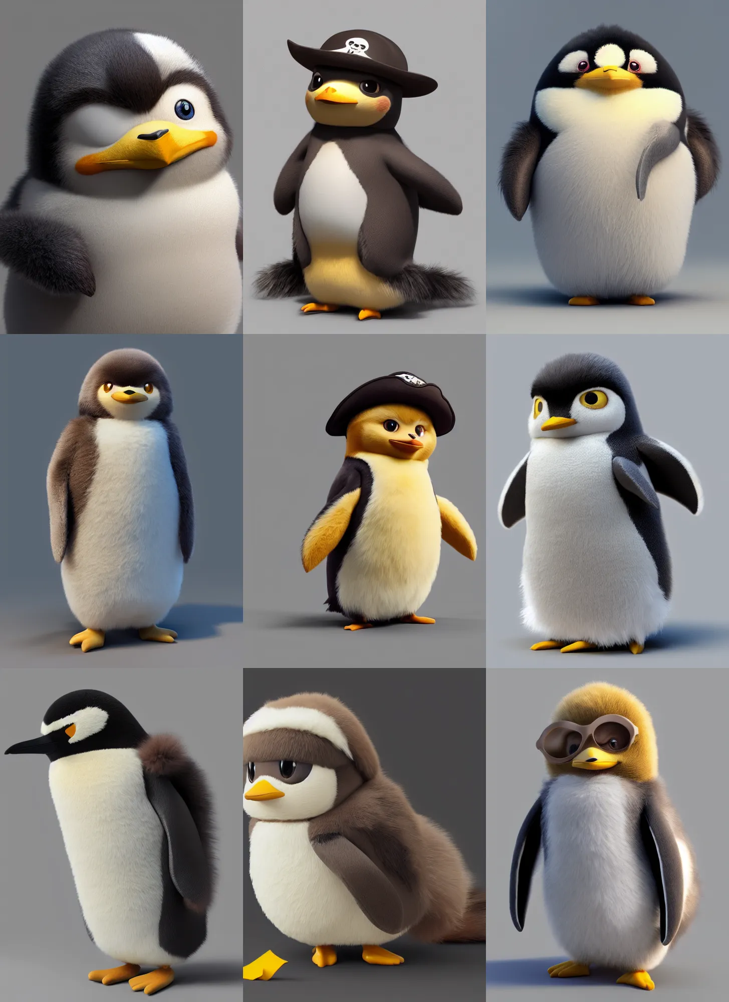 Prompt: high quality 3 d render hyperrealist very cute muted color fluffy! penguin dressed as a pirate highly detailed, vray smooth, in the style of detective pikachu, hannah yata charlie immer, soft indoor light, low angle, uhd 8 k, sharp focus