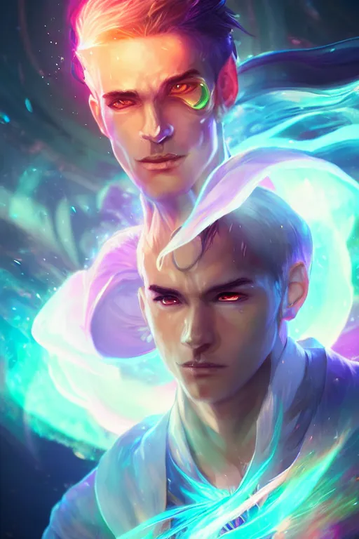 Image similar to a human elemental sorcerer, blurred environment background, colorful magic effects, white skin, portrait, male, sharp focus, digital art, concept art, dynamic lighting, by emylie boivin and rossdraws