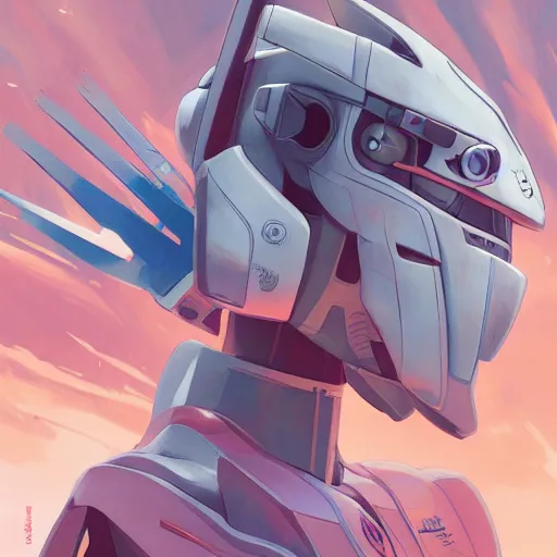 Image similar to portrait of isabelledeltore as a gundam pilot, with an intricate, detailed, futuristic helmet, vector behance hd jesper ejsing, rhads, makoto shinkai, lois van baarle, ilya kuvshinov, rossdraws, hd, 3 2 k, ilya kuvshinov, gustav klimt