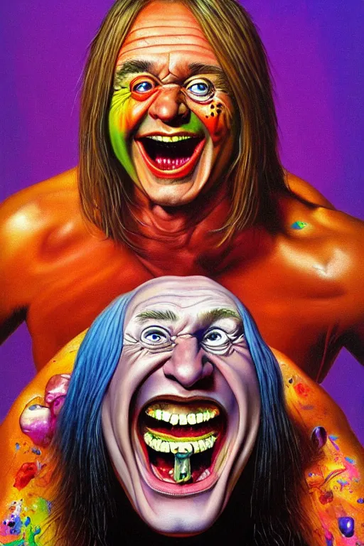 Prompt: hyper realistic painting of braco the gazer laughing maniacally, by chuck close, lisa frank, simon bisley and richard corben, very intense, hyperdetailed, rich deep vivid colours, sharp focus, dramatic lighting