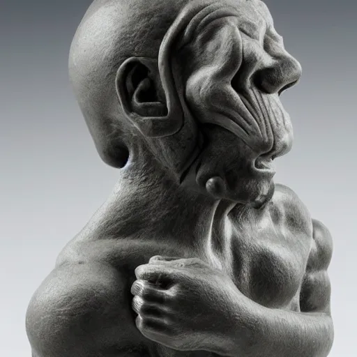 Image similar to a man in the pose of hear no evil