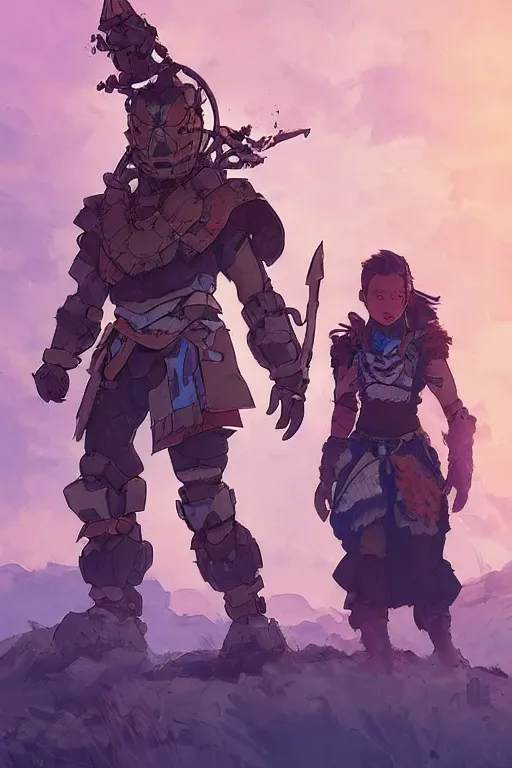 Image similar to combination suit armor aloy horizon forbidden west horizon zero dawn robot ninja mask helmet backpack tribal, art gta 5 comics, official fanart behance hd artstation by jesper ejsing, by rhads, makoto shinkai and lois van baarle, ilya kuvshinov, ossdraws radiating a glowing aura cgi rtx 2 0 2 2