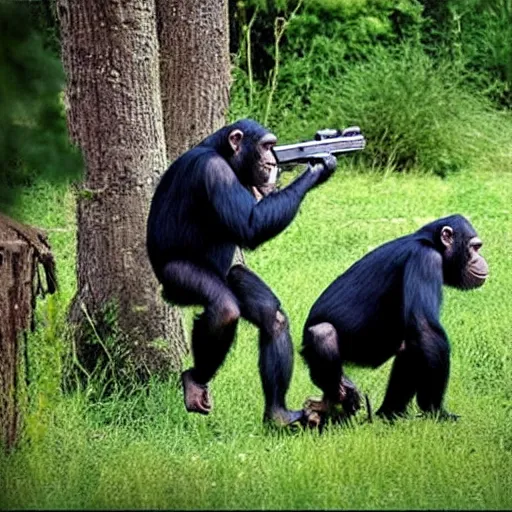 Prompt: “ chimpanzees with guns, 4K”