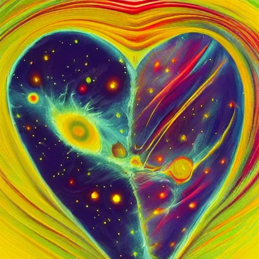 Image similar to the emotion love spreading throughout the universe, futuristic, joyful