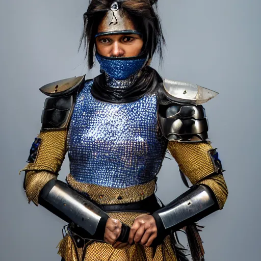 Image similar to photo of female warrior with sapphire encrusted armour