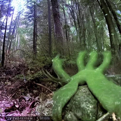 Prompt: cthulu caught on trail cam