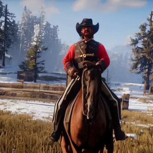 Prompt: A zaporizhian sich cossack in Red Dead Redemption 2