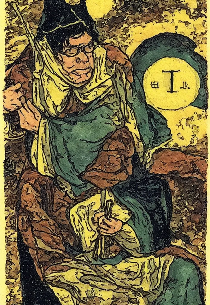 Image similar to Yann LeCun as Hermit on the Rider–Waite tarot