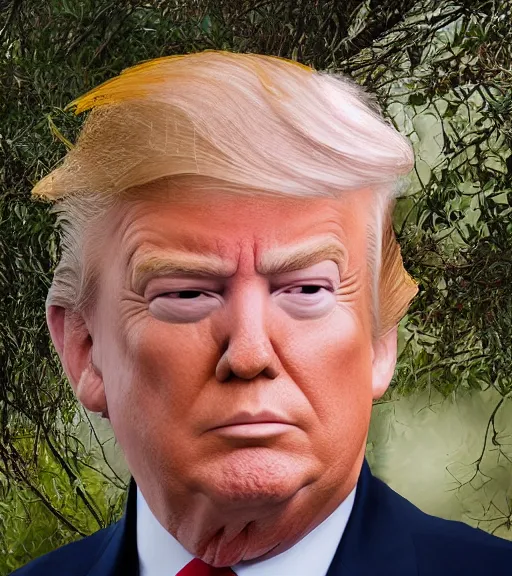 Prompt: award winning 5 5 mm close up portrait color photo of trump as songoku, in a park by luis royo. soft light. sony a 7 r iv