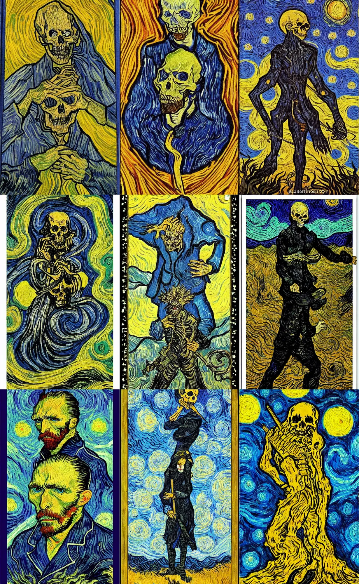 Prompt: death xiii tarot card in the style of vincent van gogh, high quality, detailed
