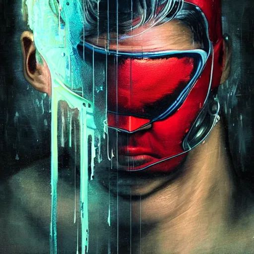 Prompt: dream portrait of Daredevil, cameras, melting ,8k,by tristan eaton,Stanley Artgermm,Tom Bagshaw,Greg Rutkowski,Carne Griffiths, Ayami Kojima, Beksinski, Giger,trending on DeviantArt,face enhance,hyper detailed,minimalist,cybernetic, android, blade runner,full of colour 8-W 1024