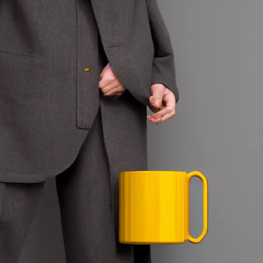 Image similar to yellow coffee mug that looks similar to a rimowa portmanteau with leather handle