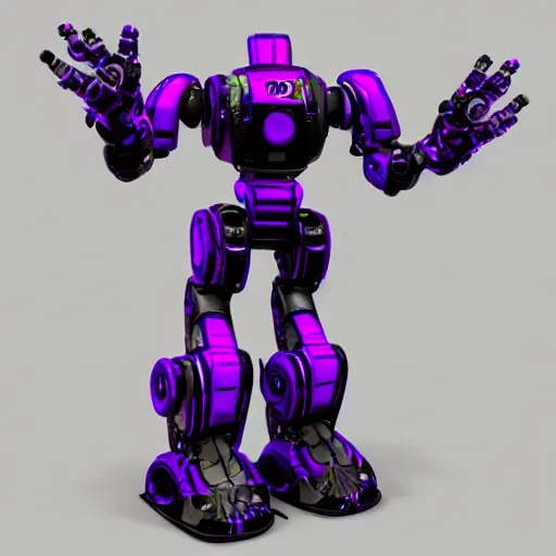 Prompt: robotic dark and purple thrall