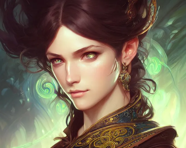 Prompt: brown eyes green eyes blue eyes, deep focus, d & d, fantasy, intricate, elegant, highly detailed, digital painting, artstation, concept art, matte, sharp focus, illustration, hearthstone, art by artgerm and greg rutkowski and alphonse mucha