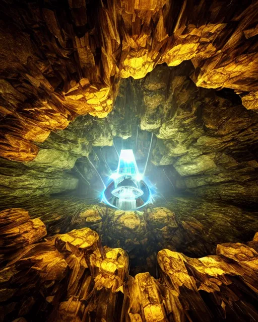 Image similar to the most beautiful star system inside of a crystal clear cave,, coherent design, symmetrical, concept art, vivid color, complementary color, golden ratio, detailed, sharp lines, intricate, rainbowshift, in unreal engine, octane render