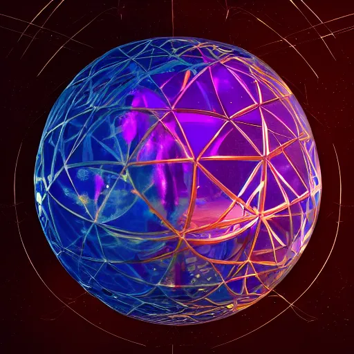 Image similar to psychonautist in a crystal sphere, digital painting, award winning, volumetric lighting